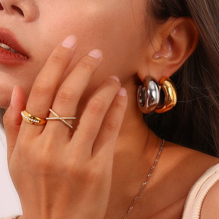 Gold & Silver Hoops - 18k Gold