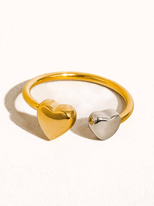 Loanni Two Tone Heart Ring 18k Gold