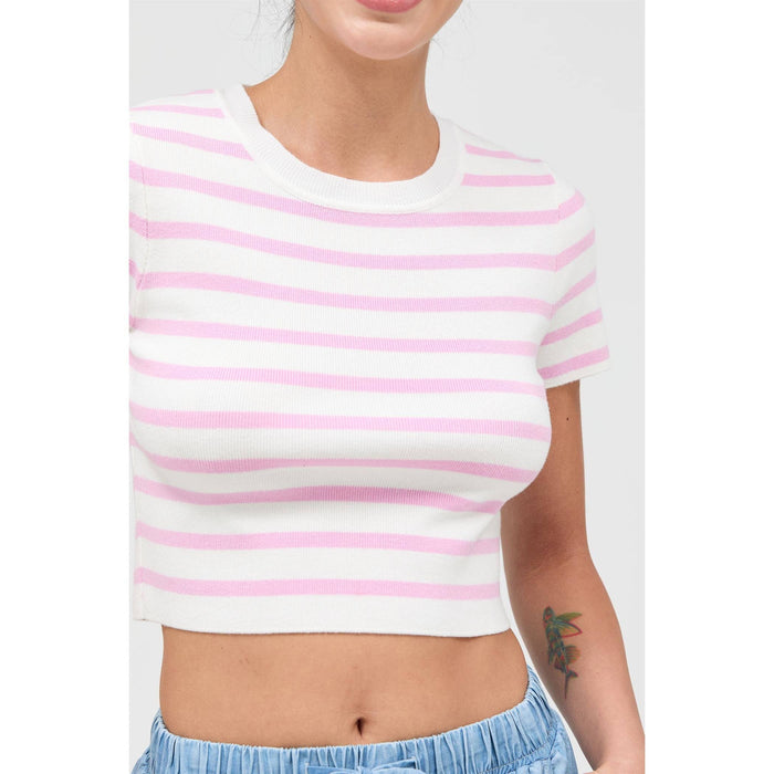 Knit Crew Neck Crop Top