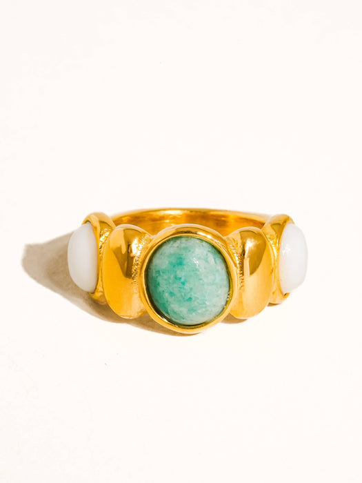 Natural Stone Ring - 18k Gold