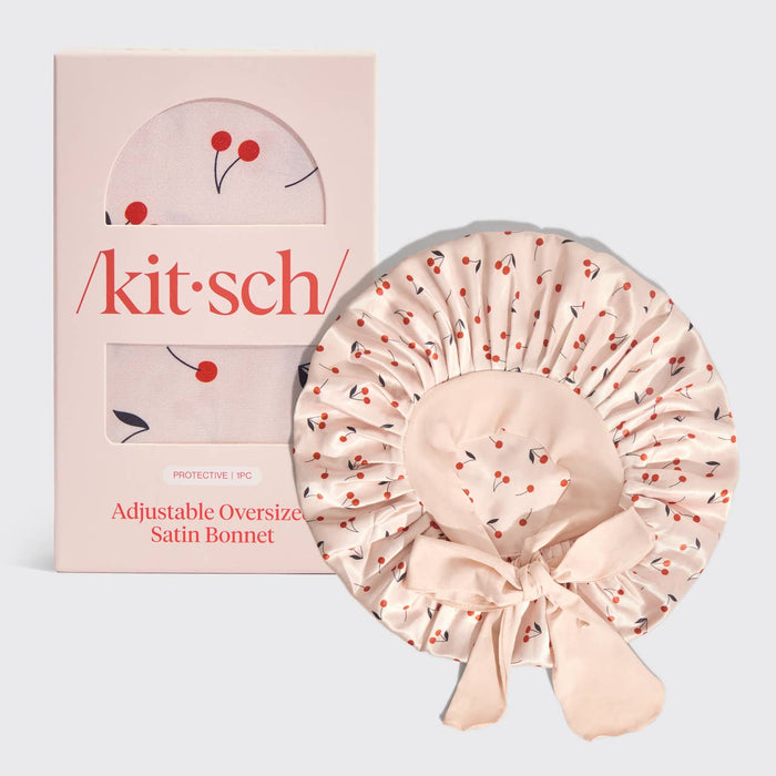 Kitsch Satin Bonnet - Cherry Print