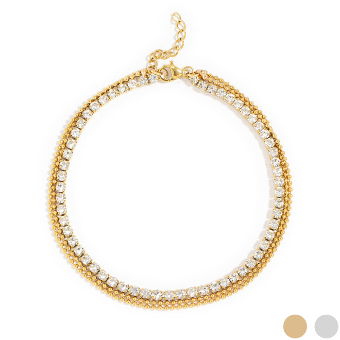 Layered 3 Row Chain Anklet - 18k Gold