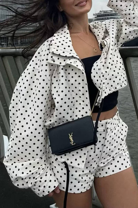 Polka Dot Zip-Up Jacket
