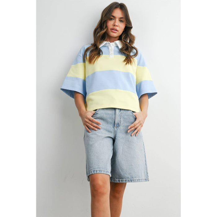 Striped Boxy Polo Shirt