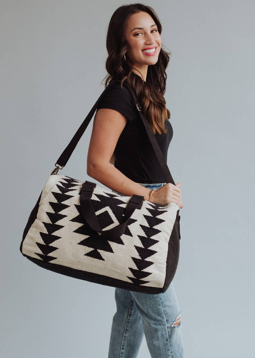 Cream & Black Aztec Duffle